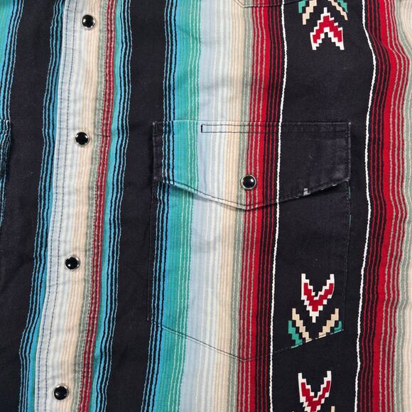 Vintage Wrangler X-Long Tails Pearl Snap Western Aztec Short‎ Sleeve XL Shirt - Picture 5 of 6
